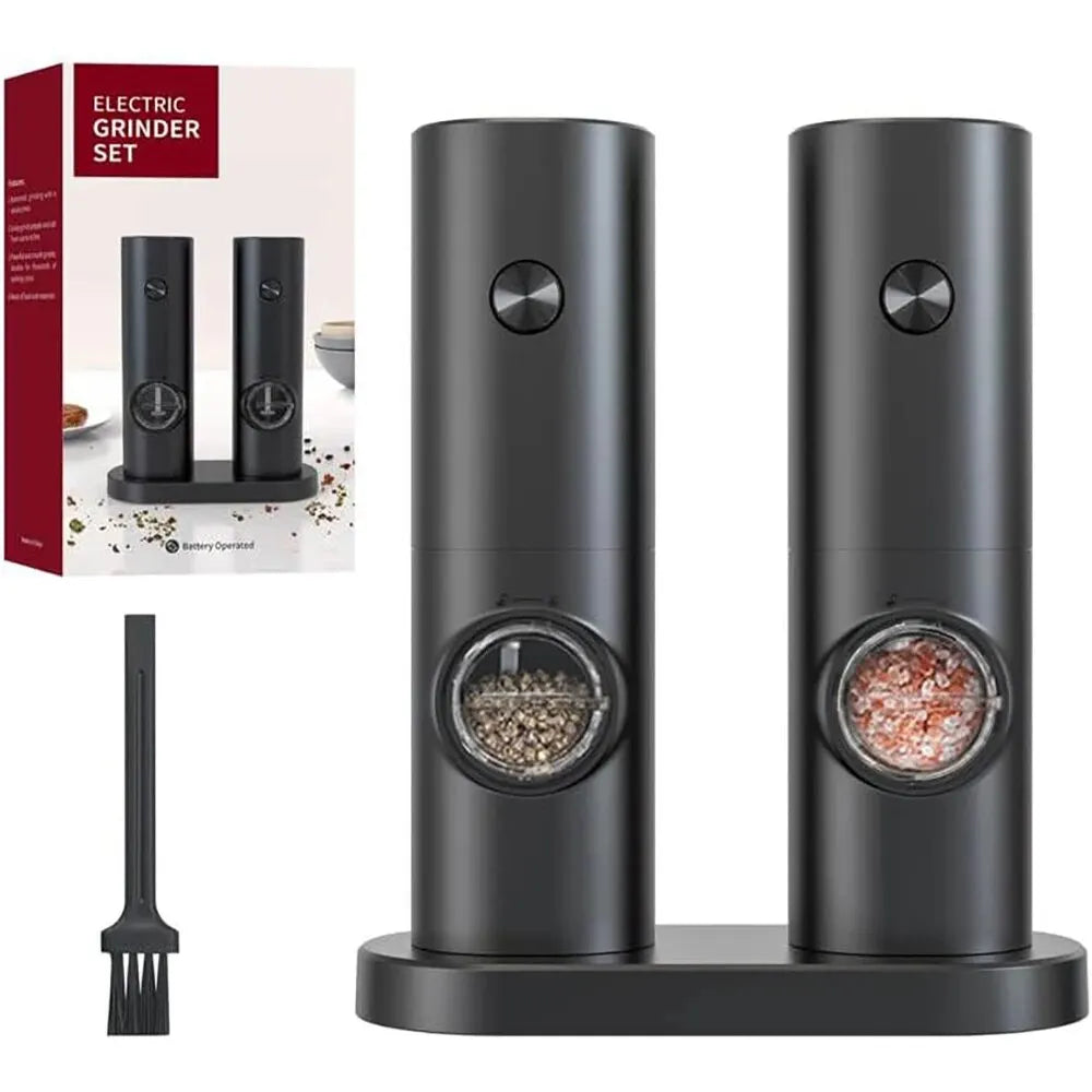 2Pcs Electric Salt And Pepper Grinder With Adjustable Coarseness