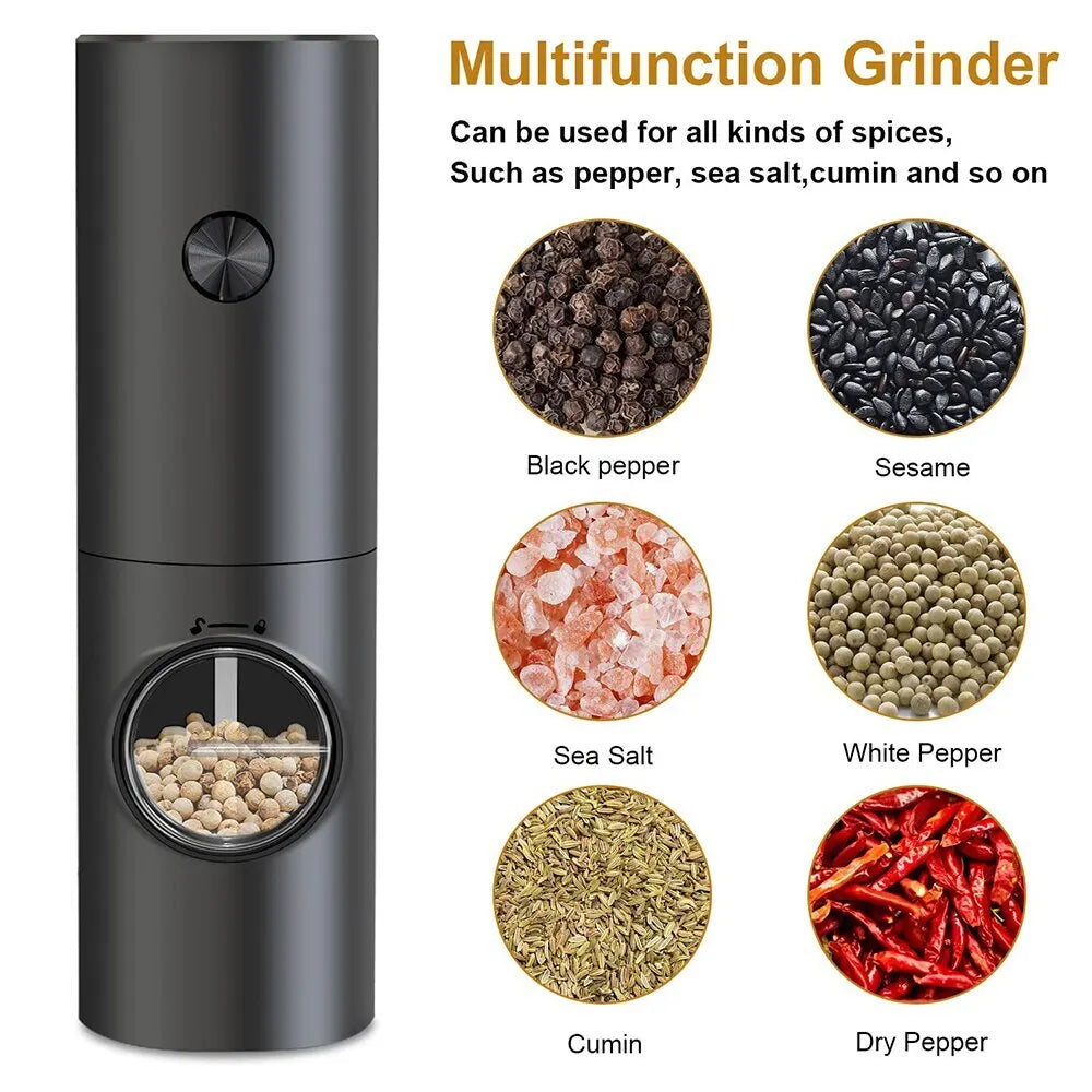 2Pcs Electric Salt And Pepper Grinder With Adjustable Coarseness