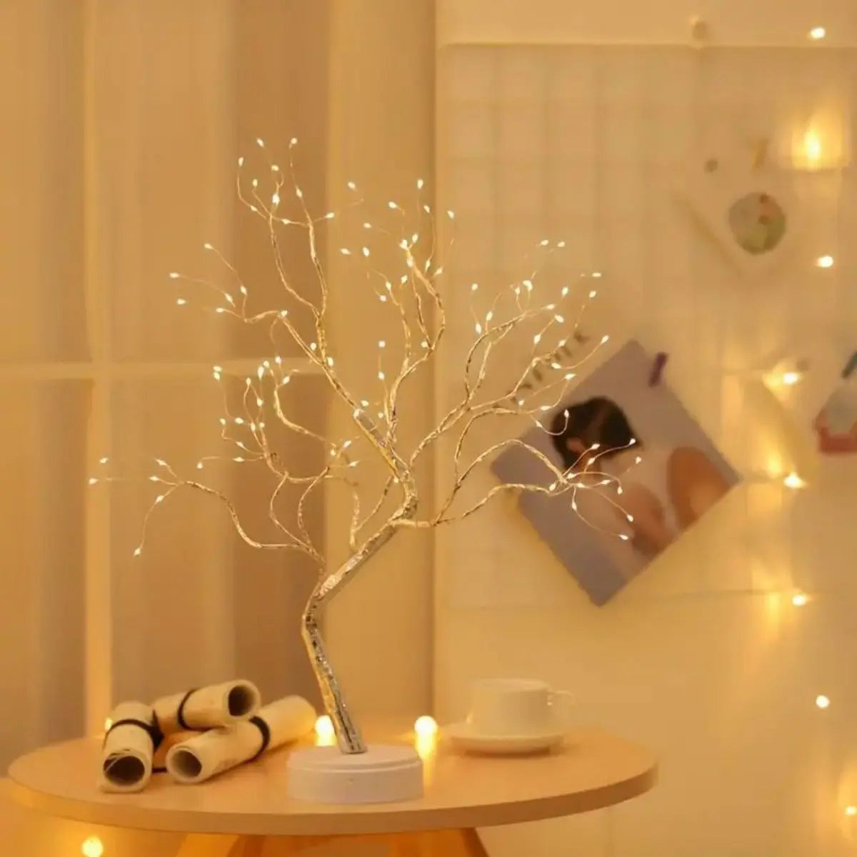 1pc 108 LED Warm White Tree Lights - USB/Battery Operated Starry Copper String Lights