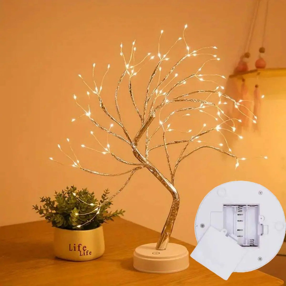 1pc 108 LED Warm White Tree Lights - USB/Battery Operated Starry Copper String Lights